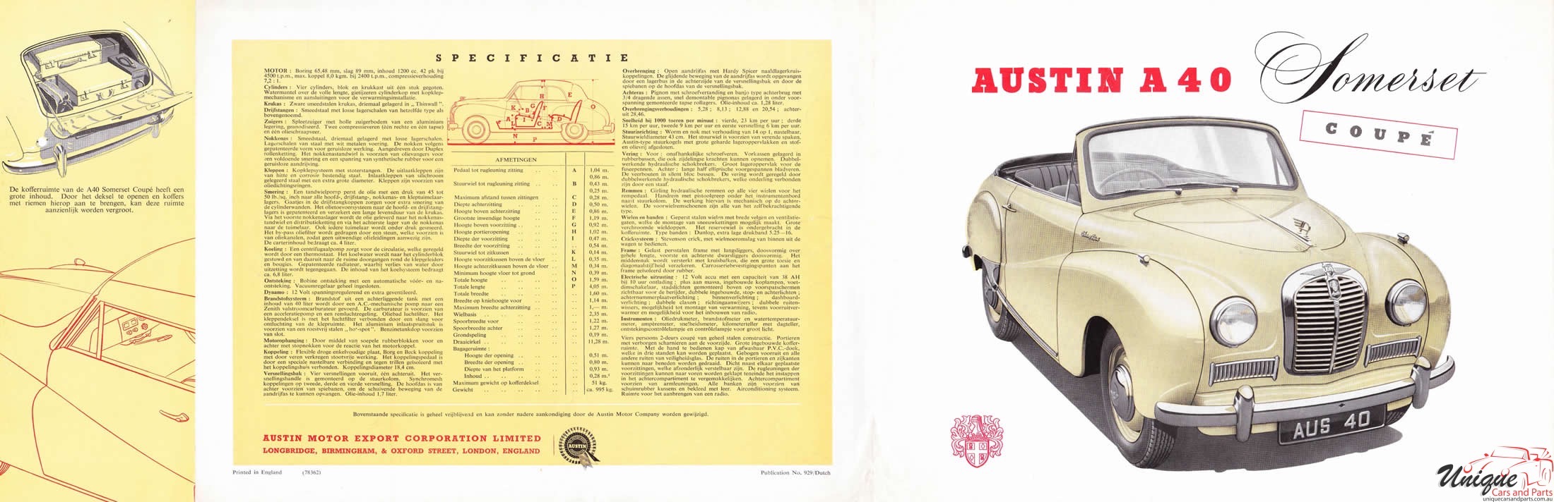 1950 Austin A40 Somerset Coupe Brochure Page 1